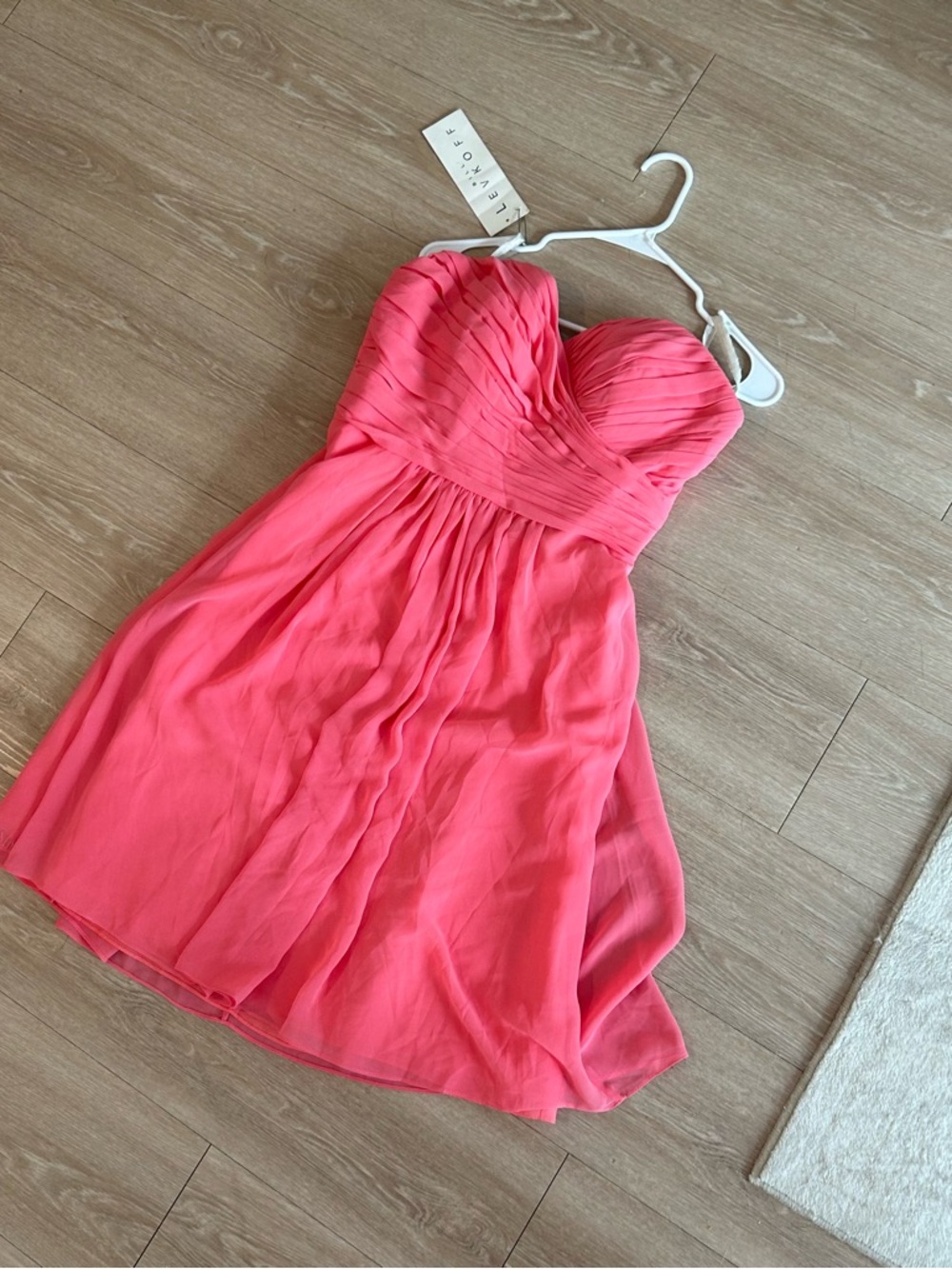 Bill Levkoff Coral Pink Pleated Dress